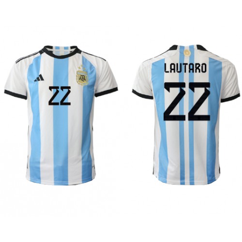 Lacne Muži Futbalové dres Argentína Lautaro Martinez #22 MS 2022 Krátky Rukáv - Domáci